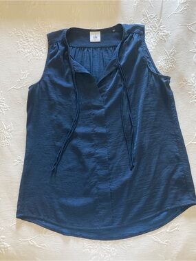 CAbi Navy Sleeveless V-Neck Tie-Front Camisole